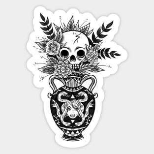 Mrs. Bouquet - traditional tattoo design - Black & Grey Sticker
